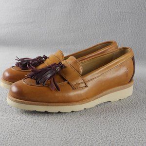 NIB FRYE TASSELED Jade Monk Loafer TAN LEATHER W/BURG Women's Sizes CLASSIC ANB